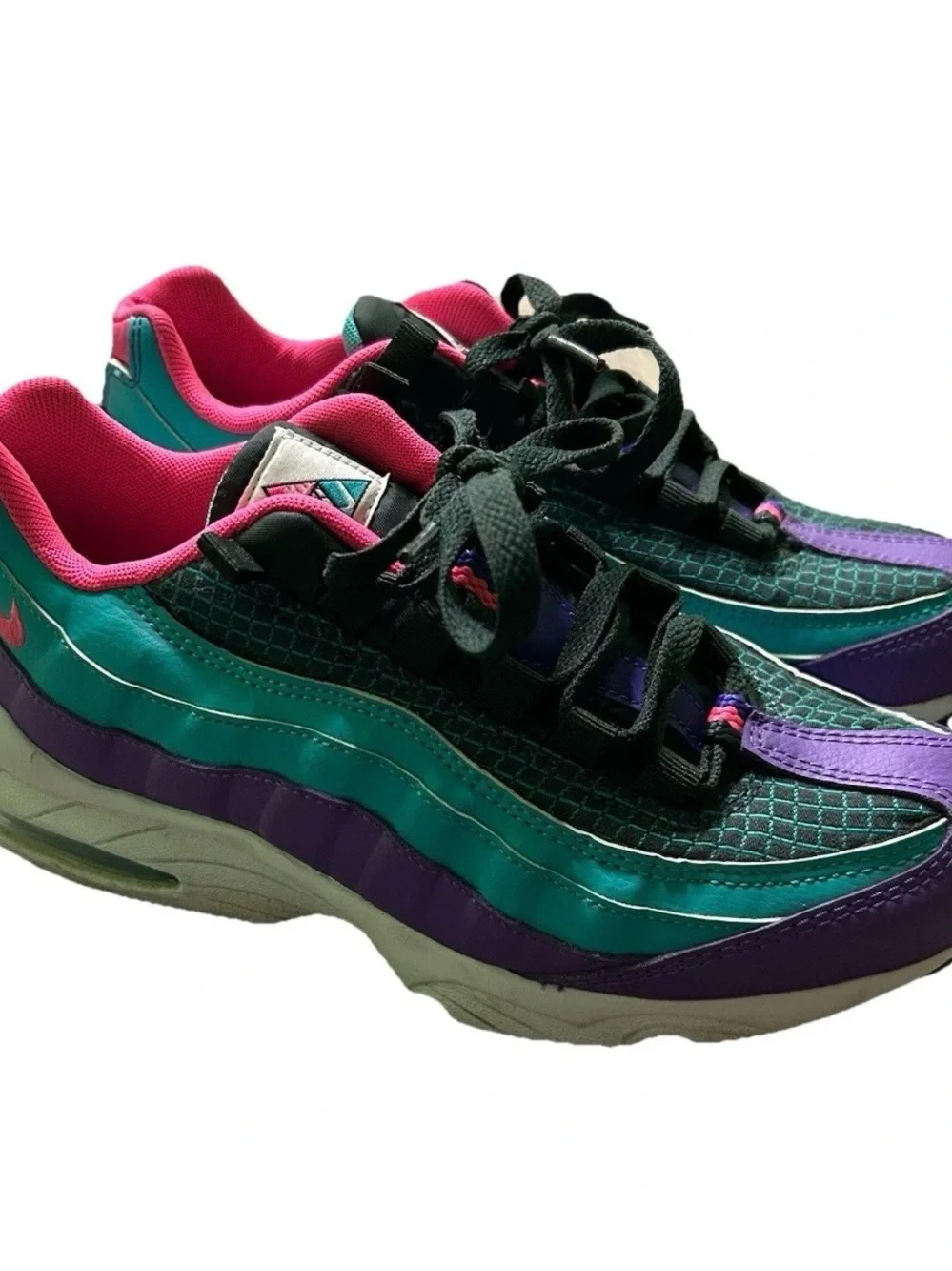 Girls Nike Green Purple Pink Sneakers Size 6.5 Y Just Do It - Picture 2 of 5